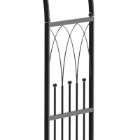 Outsunny Metal Trellis Arbor Arch for Climbing Plants with Garden Bench, Grow Grapes & Vines, Patio Decor & 2-Person Outdoor Interlacing Decorative Seating with Tips, 484 lbs. Weight Capacity, Black(m-10)