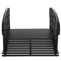 Outsunny 6' Metal Garden Bridge, Arch Design with 660 lbs. Capacity, Safety Rails, Vine Motifs, Enhances Backyard Creek, Stream, Pond, Black(m-10)