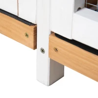 PawHut 90.5" Wooden Rabbit Hutch, Bunny Cage with Double Side Runs, No Leak Tray, Ramp, White(m-12)