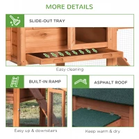 PawHut 69" Chicken Coop Wooden Hen House Rabbit Hutch Poultry Cage Pen Outdoor Backyard with Outdoor Run Resting Nesting Box Removable Tray Waterproof Asphalt Roof Lockable Door Yellow and Green(m-7)