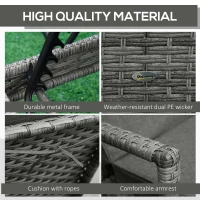 Outsunny Wicker Chaise Lounge, 4 Position Adjustable Backrest and Cushions Outdoor Lounge Chair PE Rattan Sun Lounger for Poolside, Balcony or Garden, Dark Grey(m-6)