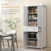 HOMCOM 72.5" Kitchen Pantry Cabinet, Tall Storage Cabinet with Doors, Drawer, and Adjustable Shelves, Distressed White(m-5)