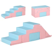 Qaba 2-Piece Soft Play Kids Foam Play Se for Crawl and Climb, Light Blue(m-2)