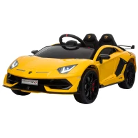 Aosom Compatible 12V Battery-powered Kids Electric Ride On Car Toy with Parental Remote Control Music Lights Bluetooth Suspension Wheels for 3-8 Years Old Yellow(m-2)