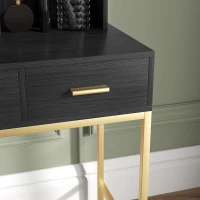 HOMCOM Illuminated Dressing Table, LED Vanity Table with Mirror, 3 Drawers and Storage Shelves for Bedroom, Black(m-10)