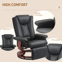 HOMCOM Modern RV Recliner Chair, PU Leather Swivel Recliner Armchair with Footrest for Living Room, Black(m-7)