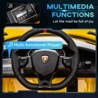 Aosom Compatible 12V Battery-powered Kids Electric Ride On Car Toy with Parental Remote Control Music Lights Bluetooth Suspension Wheels for 3-8 Years Old Yellow(m-6)