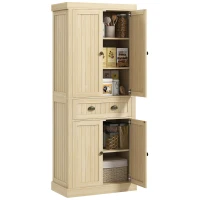 HOMCOM 72" Kitchen Cabinet, Kitchen Pantry Cabinet with 4 Doors, 2 Adjustable Shelves and Drawer, Nature Wood(m-1)