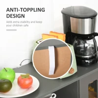 HOMCOM Modern Kitchen Sideboard with 2 Drawers, Coffee Bar Cabinet with Glass Doors Storage Cupboard and Open Shelf, Grey(m-6)