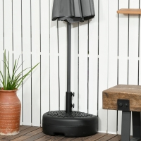 Outsunny Plastic Half Round Umbrella Base, Sand or Water Filled Half Patio Umbrella Stand Holder 40lb Water or 46lb Sand, Black