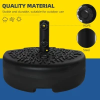 Outsunny Plastic Half Round Umbrella Base, Sand or Water Filled Half Patio Umbrella Stand Holder 40lb Water or 46lb Sand, Black(m-6)