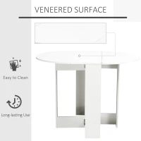 HOMCOM Folding Dining Table, 41" Drop Leaf Table for Small Spaces, Oval Foldable Table for Kitchen, Dining Room, White(m-5)