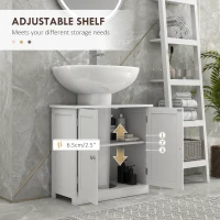 HOMCOM Under Sink Bathroom Cabinet, Pedestal Sink Storage Cabinet with 2 Doors, Shelf and U-Shape, White(m-5)