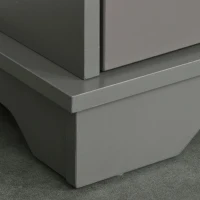 HOMCOM Modern Kitchen Sideboard with 2 Drawers, Coffee Bar Cabinet with Glass Doors Storage Cupboard and Open Shelf, Grey(m-10)