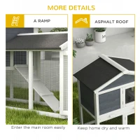 PawHut 58" Wooden Rabbit Hutch with Run, Removable Tray, Asphalt Roof,  Lockable Doors and Ramp, Gray(m-7)