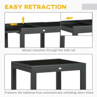 Outsunny 63" Extendable Outdoor Dining Table Patio Table with Aluminum Frame and Tempered Glass Tabletop, Black(m-5)