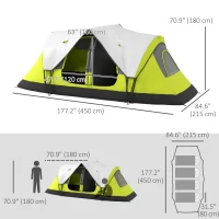 Outsunny Camping Tent for 6-8 Man with 2000mm Waterproof Rainfly and Carry Bag for Fishing Hiking Festival, Green(m-3)
