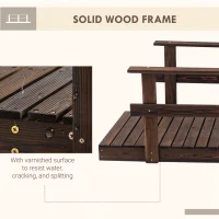 Outsunny 7' Garden Bridge with Pine Wood and Stained Finish for Backyard Ponds Creeks Streams Wood(m-5)