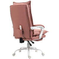 Vinsetto Executive Heated Massage Office Chair, 6-Point Vibrating, Reclining Desk Chair with Footrest, Microfiber, Armrest, Double Padding, Pink(m-11)