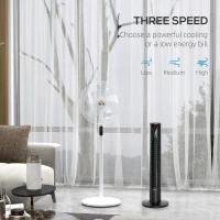 HOMCOM Tower Fan and 16" Pedestal Fan Set, with Remote Control, Height Adjustable, Tilted Head, Timer, Oscillating Standing Fan, Stand Floor Fans for Bedroom, White(m-4)