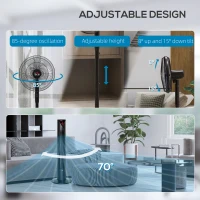 HOMCOM Tower Fan and 16" Pedestal Fan Set, with Remote Control, Height Adjustable, Tilted Head, Timer, Oscillating Standing Fan, Stand Floor Fans for Bedroom, Black(m-6)