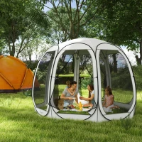 Outsunny 11' x 11.5' Screen Tent, Pop Up Camping Gazebo with Portable Carry Bag and 2 Doors, Cream White(m-1)