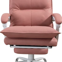 Vinsetto Executive Heated Massage Office Chair, 6-Point Vibrating, Reclining Desk Chair with Footrest, Microfiber, Armrest, Double Padding, Pink(m-10)
