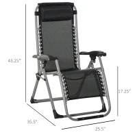 Outsunny Reclining Zero Gravity Chair with Adjustable Backrest, Folding Garden Sun Lounger with Removable Cushion and Headrest, Dark Blue(m-3)