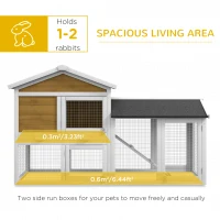 PawHut 58" Wooden Rabbit Hutch with Run, Removable Tray, Asphalt Roof,  Lockable Doors and Ramp, Nature Wood(m-5)