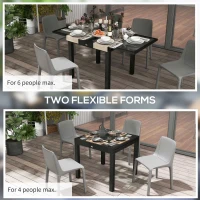 Outsunny Extendable Patio Dining Table, Tempered Glass Aluminum Outdoor Table for Garden Lawn Backyard, Clear(m-4)