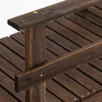 Outsunny 7' Garden Bridge with Pine Wood and Stained Finish for Backyard Ponds Creeks Streams Wood(m-9)