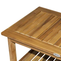 Outsunny 36" Outdoor Coffee Table 2-Shelf Acacia Wood Rectangular Buffet Storage Organizer Natural Finish Teak Patio, Deck, Lawn, Garden(m-7)