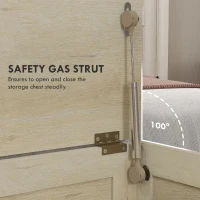 HOMCOM 30" Farmhouse Storage Bench, Lift Top Storage Chest with Safety Hinge to Open Up 100°, Wooden Trunk for Bedroom, Entryway, Living Room, Natural(m-6)