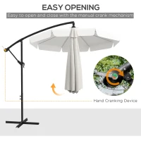Outsunny 11 FT Cantilever Patio Umbrella Offset Parasol with Cross Base and 8 Ribs for Garden, Cream White(m-4)