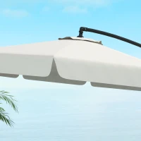 Outsunny 11 FT Cantilever Patio Umbrella Offset Parasol with Cross Base and 8 Ribs for Garden, Cream White(m-10)