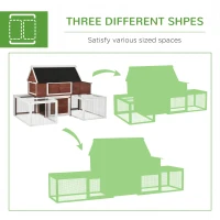 PawHut 3-Shape Wooden Chicken Coop Poultry House Backyard w/ Large Run Egg Box(m-5)