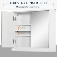 HOMCOM Wall Mounted Bathroom Medicine Cabinet Mirrored Cabinet with Hinged Door 2-Tier Storage Shelves White(m-5)