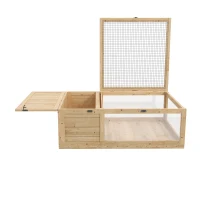 PawHut Wooden Tortoise House, Spacious Outdoor Turtle Habitat Enclosure, Secure Reptile Cage - Ideal for Garden & Patio Areas(m-11)