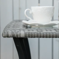 Outsunny 3 Pieces Patio Wicker Rocking Chair Set,  Outdoor PE Rattan Bistro Set Conversation Rocker Set with 2 Chairs 1 Coffee Table for Backyard, Deck, Poolside, Grey(m-10)