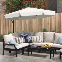 Outsunny 11 FT Cantilever Patio Umbrella Offset Parasol with Cross Base and 8 Ribs for Garden, Cream White