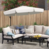 Outsunny 11 FT Cantilever Patio Umbrella Offset Parasol with Cross Base and 8 Ribs for Garden, Cream White(m-1)