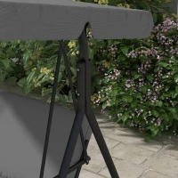 Outsunny 3-Seat Porch Swing with Canopy, Steel Hammock Bench Chair for Outdoor Patio, Gray(m-8)