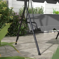 Outsunny 3-Seat Porch Swing with Canopy, Steel Hammock Bench Chair for Outdoor Patio, Gray(m-9)