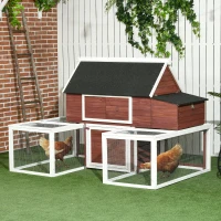 PawHut 3-Shape Wooden Chicken Coop Poultry House Backyard w/ Large Run Egg Box(m-2)
