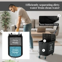 HOMCOM Compact Mop Bucket with Wringer, Mop Bucket on Wheels, 21 Quart, Separate Dirty and Clean Water, Black(m-5)