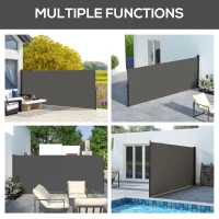 Outsunny 13' x 6' Retractable Side Awning, Outdoor Privacy Screen for Garden, Hot Tub, Balcony, Terrace, Pool, Dark Grey(m-7)