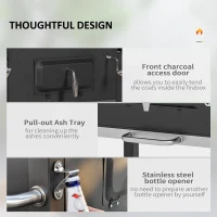 Outsunny BBQ Trolley Charcoal Grill Portable Stainless Steel Barbecue Tool Kits w/ Wheels Side Shelf for Camping Hiking Picnic(m-6)