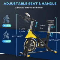 Soozier Stationary Exercise Bike, Indoor Cardio Workout Cycling Bike with Belt Drive Adjustable Resistance, Seat, Handlebar w/ LCD Display for Home Gym(m-4)