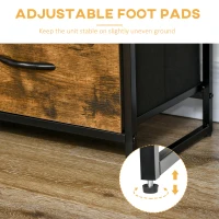 HOMCOM Living Room Storage Cabinet, Industrial Accent Cabinet with 4 Fabric Bins, 2 Open Shelves for Living Room, Rustic Brown(m-6)