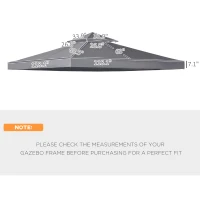Outsunny Gazebo Replacement Canopy for Model 01 -0153, 2-Tier Top Cover for 10' x 10' Gazebo, Charcoal (TOP ONLY)(m-3)